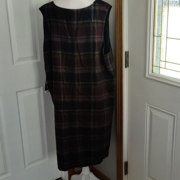 NWT Sag Harbor size 18  plaid sleeveless long dress purple,navy,gray and green - Picture 5 of 8